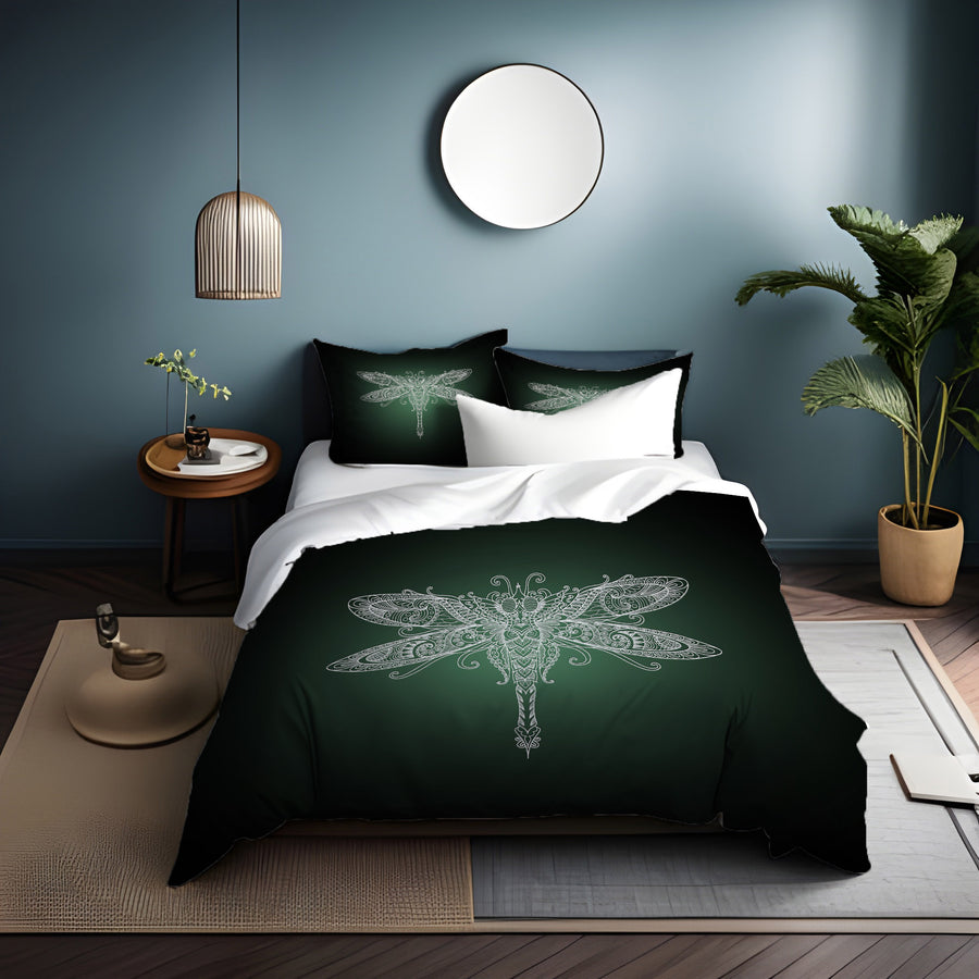 Glowing Dragonfly Minimalist Illustration Duvet Cover