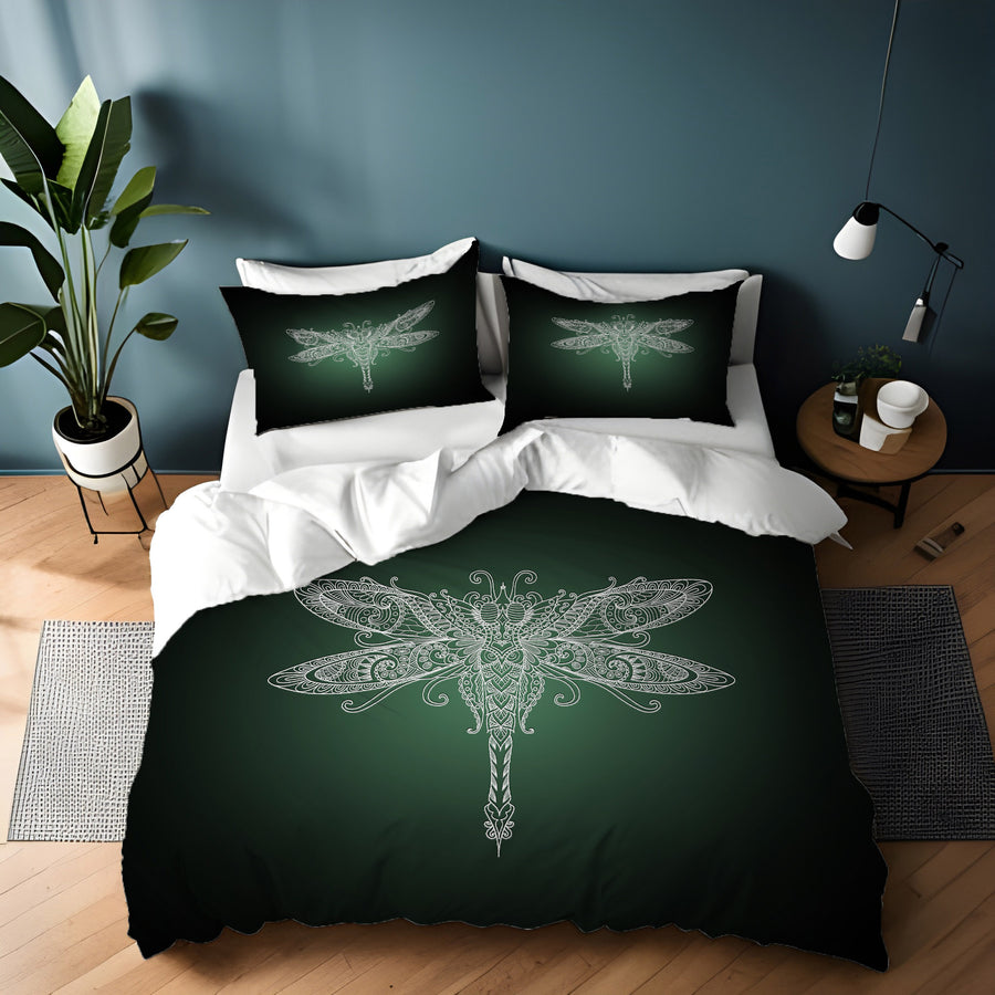 Glowing Dragonfly Minimalist Illustration Duvet Cover