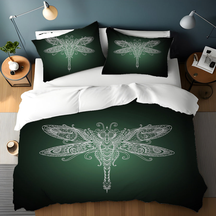 Glowing Dragonfly Minimalist Illustration Duvet Cover