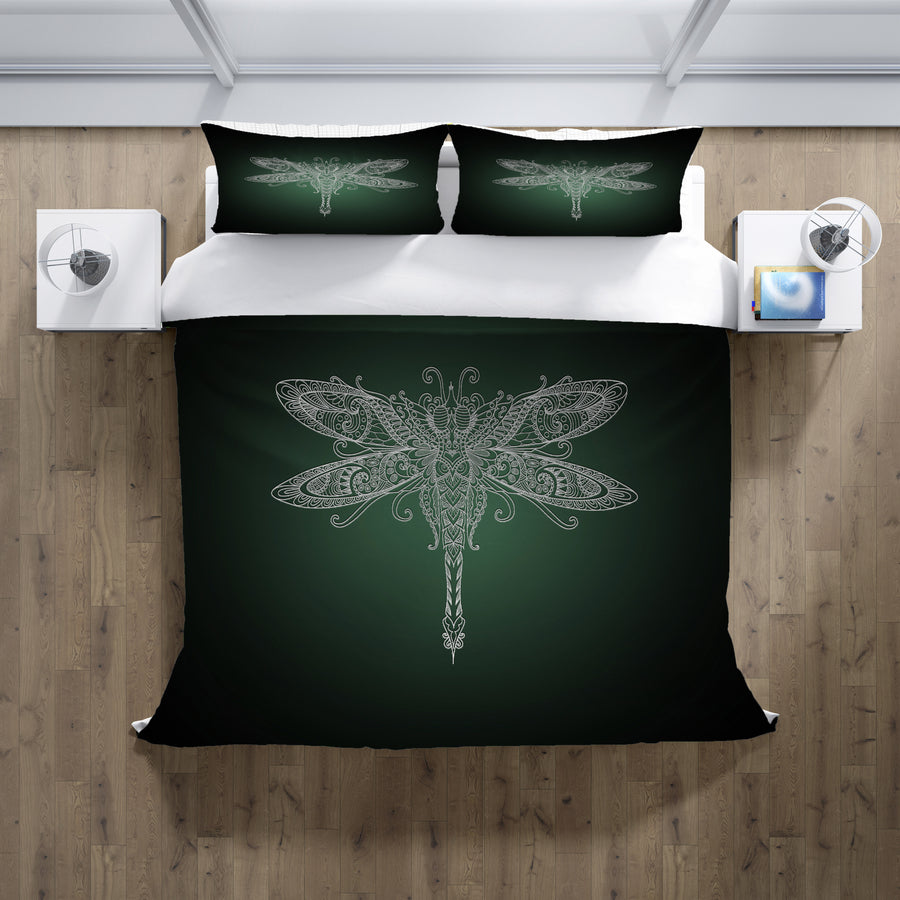 Glowing Dragonfly Minimalist Illustration Duvet Cover