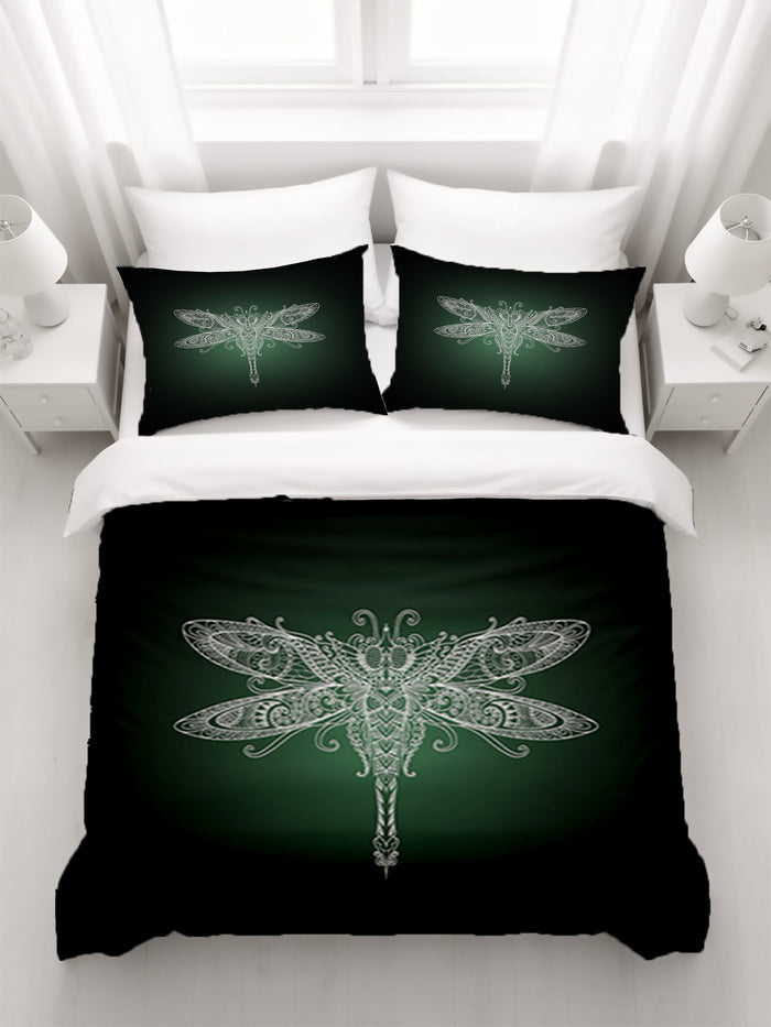 Glowing Dragonfly Minimalist Illustration Duvet Cover
