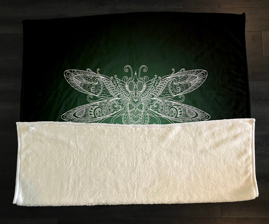 Glowing Dragonfly Minimalist Illustration Fleece Sherpa Blanket
