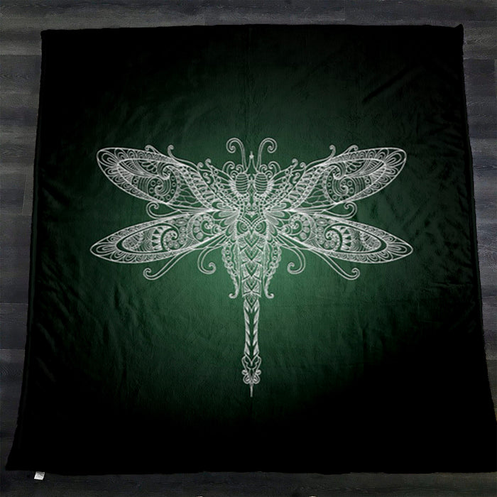Glowing Dragonfly Minimalist Illustration Fleece Sherpa Blanket