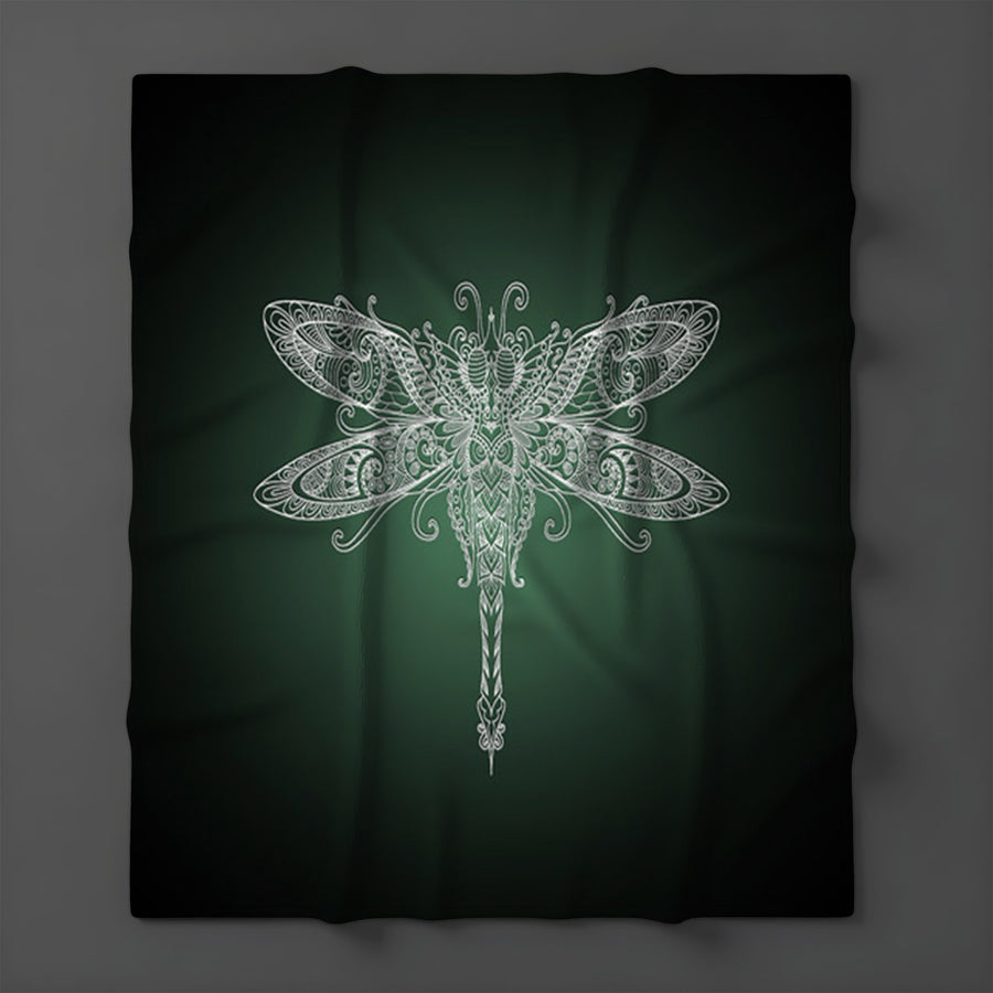 Glowing Dragonfly Minimalist Illustration Fleece Sherpa Blanket