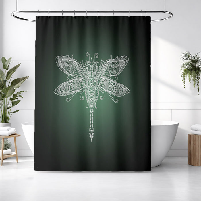 Glowing Dragonfly Minimalist Illustration Shower Curtain