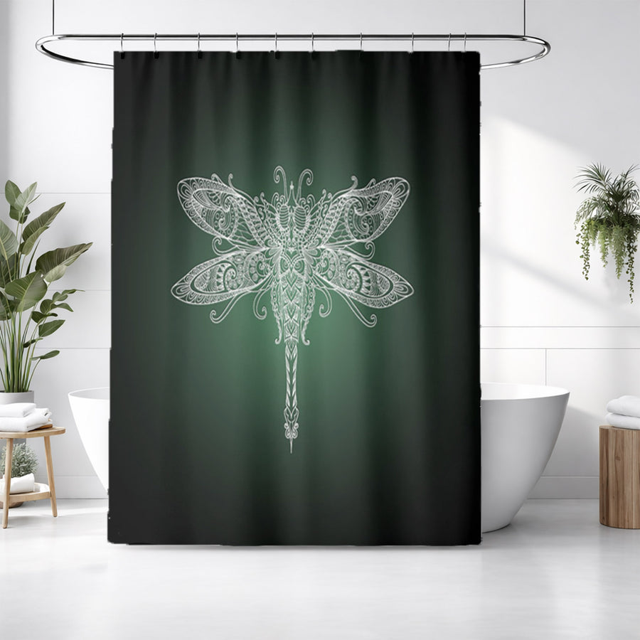Glowing Dragonfly Minimalist Illustration Shower Curtain