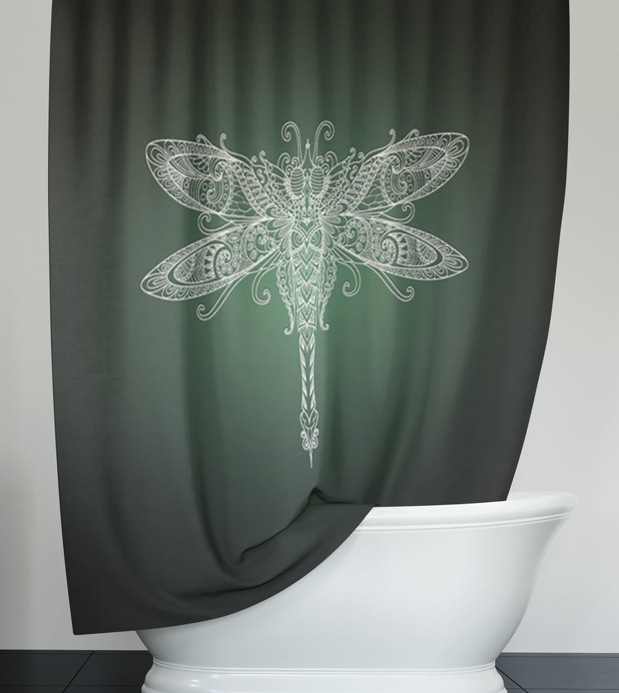 Glowing Dragonfly Minimalist Illustration Shower Curtain