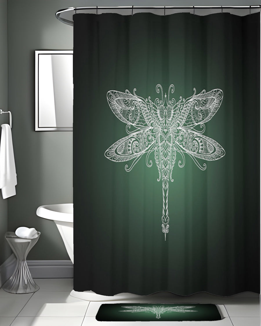 Glowing Dragonfly Minimalist Illustration Shower Curtain