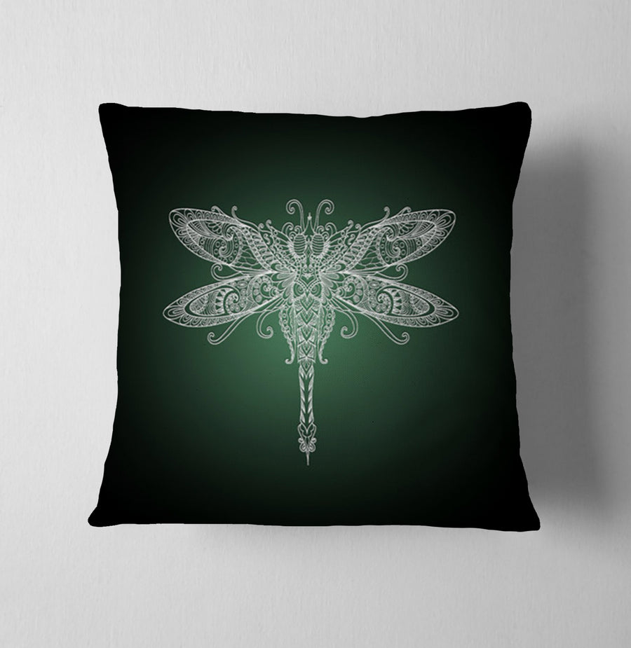 Glowing Dragonfly Minimalist Illustration Throw Pillow Cover