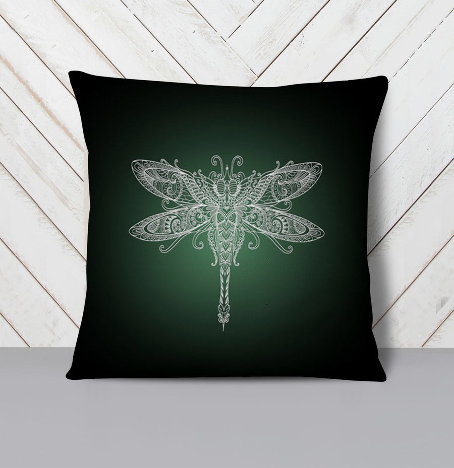 Glowing Dragonfly Minimalist Illustration Throw Pillow Cover