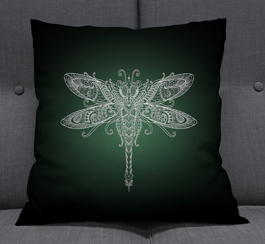 Glowing Dragonfly Minimalist Illustration Throw Pillow Cover