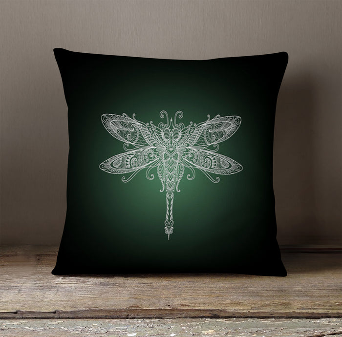 Glowing Dragonfly Minimalist Illustration Throw Pillow Cover