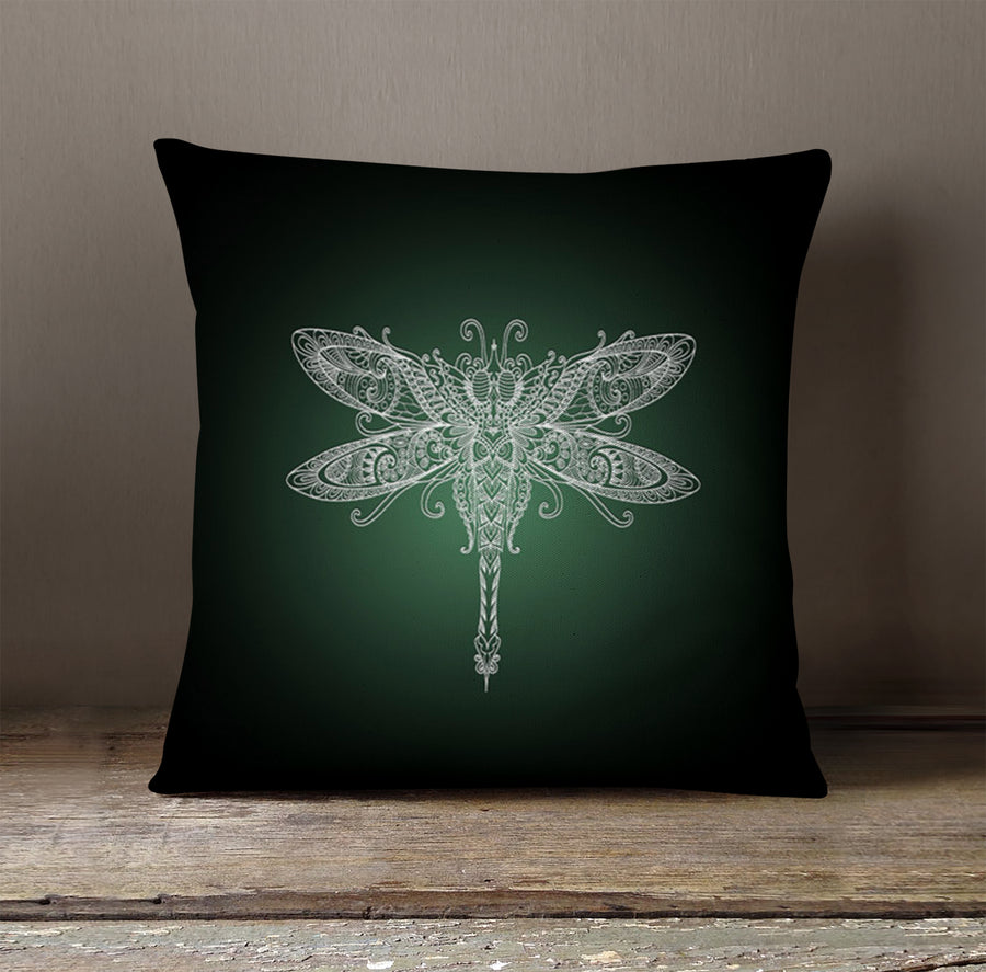 Glowing Dragonfly Minimalist Illustration Throw Pillow Cover