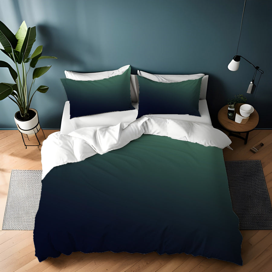 Deep Teal to Navy Gradient Minimalist Design Duvet Cover