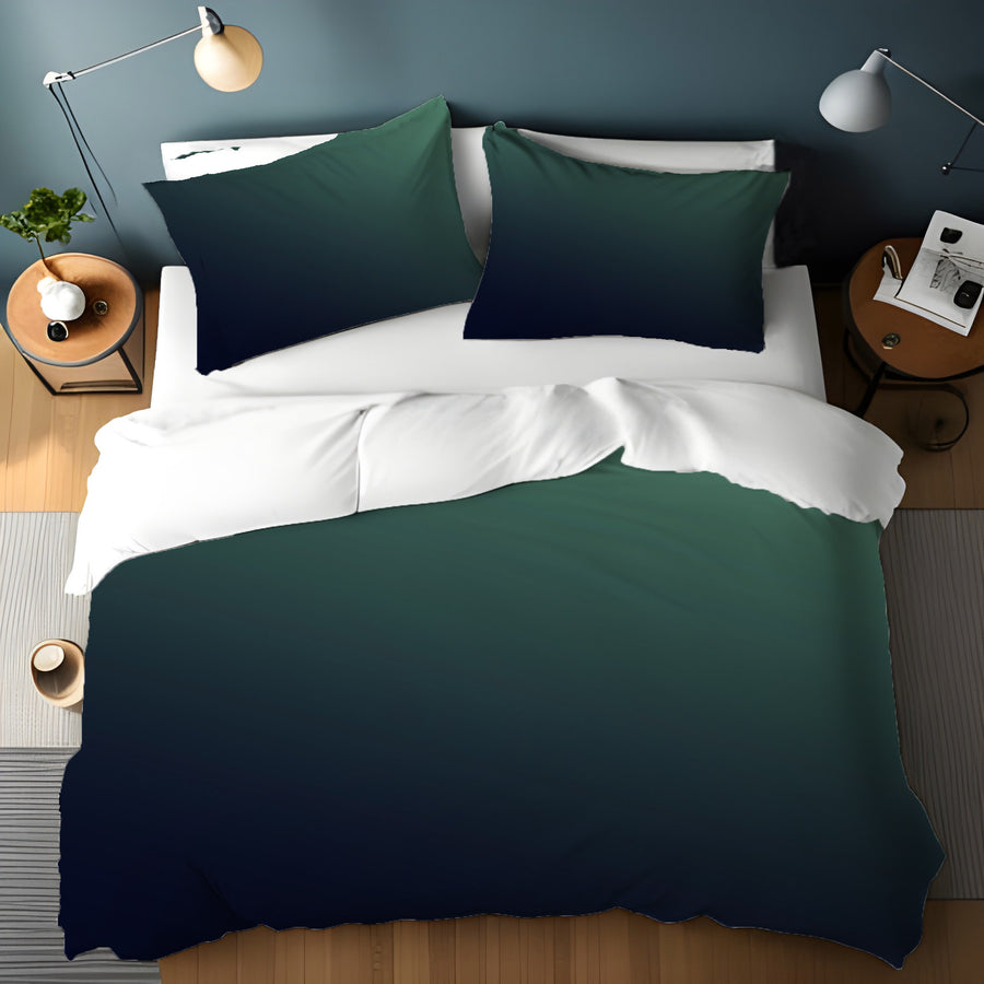 Deep Teal to Navy Gradient Minimalist Design Duvet Cover