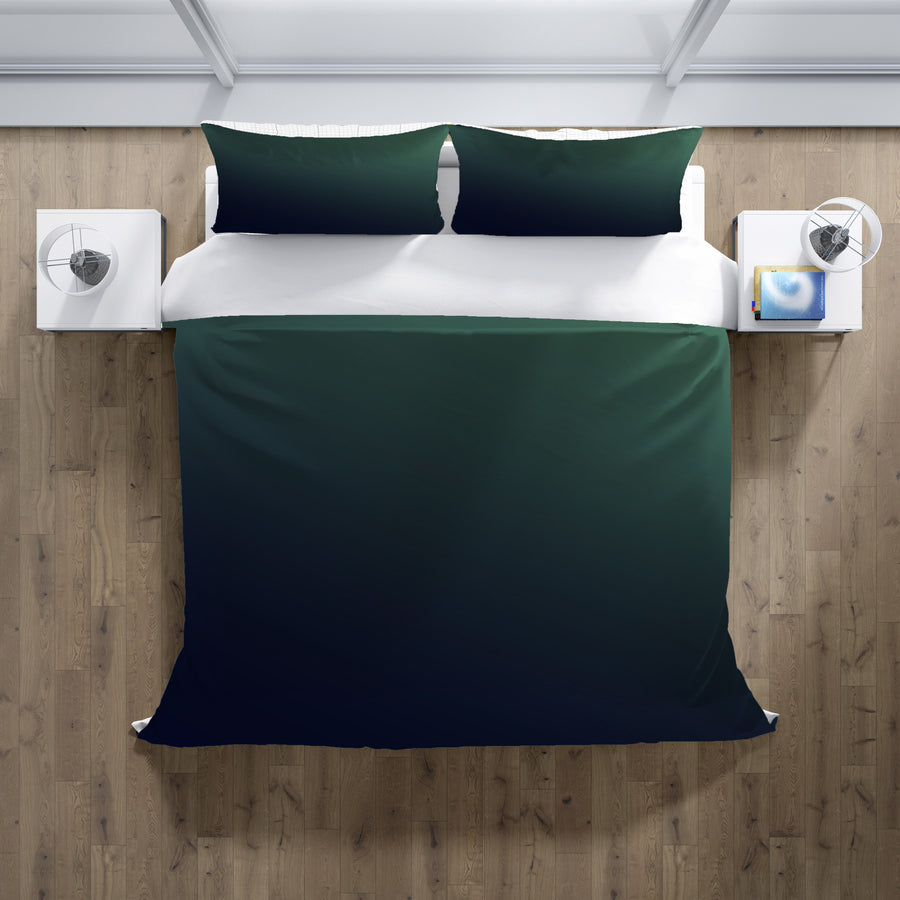 Deep Teal to Navy Gradient Minimalist Design Duvet Cover