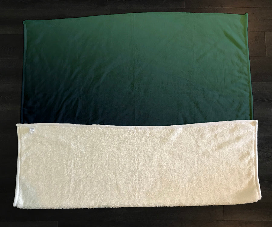 Deep Teal to Navy Gradient Minimalist Design Fleece Sherpa Blanket