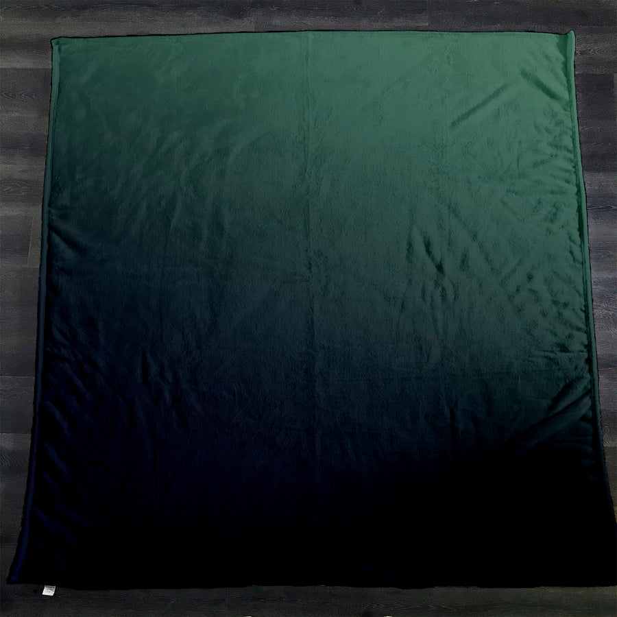 Deep Teal to Navy Gradient Minimalist Design Fleece Sherpa Blanket