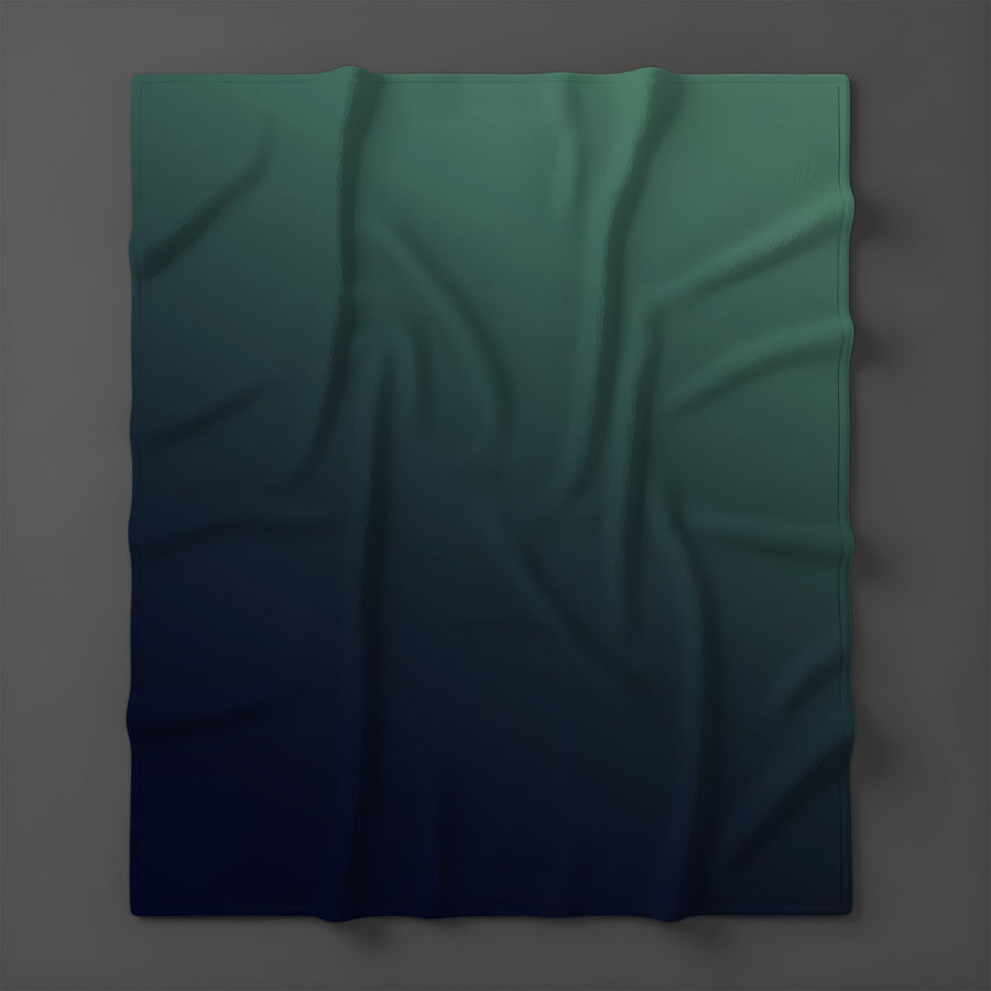 Deep Teal to Navy Gradient Minimalist Design Fleece Sherpa Blanket