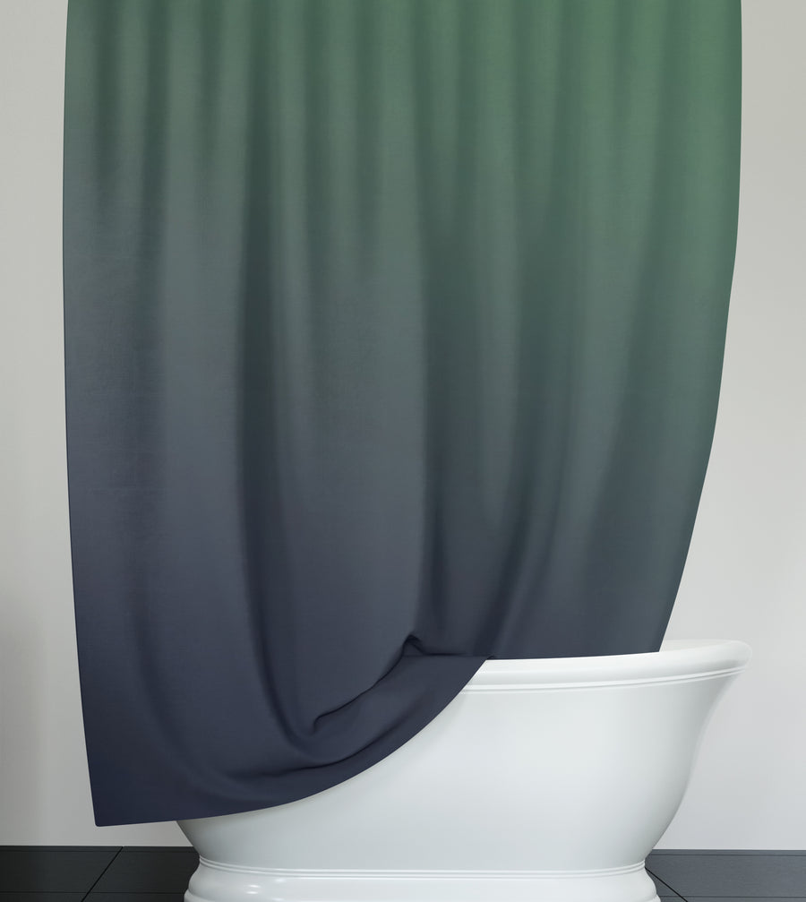Deep Teal to Navy Gradient Minimalist Design Shower Curtain
