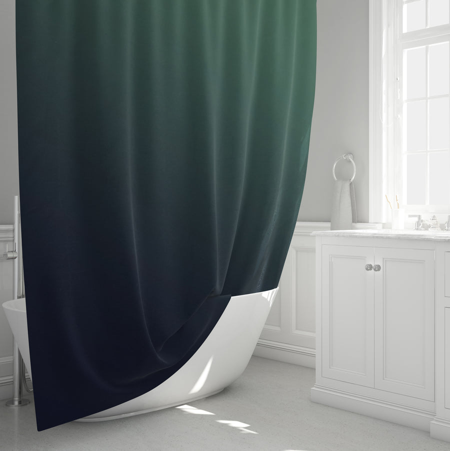 Deep Teal to Navy Gradient Minimalist Design Shower Curtain