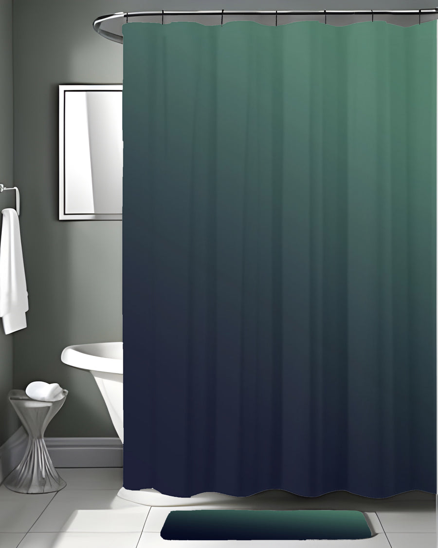 Deep Teal to Navy Gradient Minimalist Design Shower Curtain