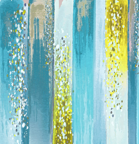 Gold and Blue Vertical Metallic Drip Pattern