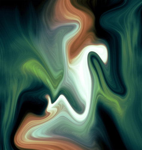 Green and Beige Fluid Marble Abstract Pattern