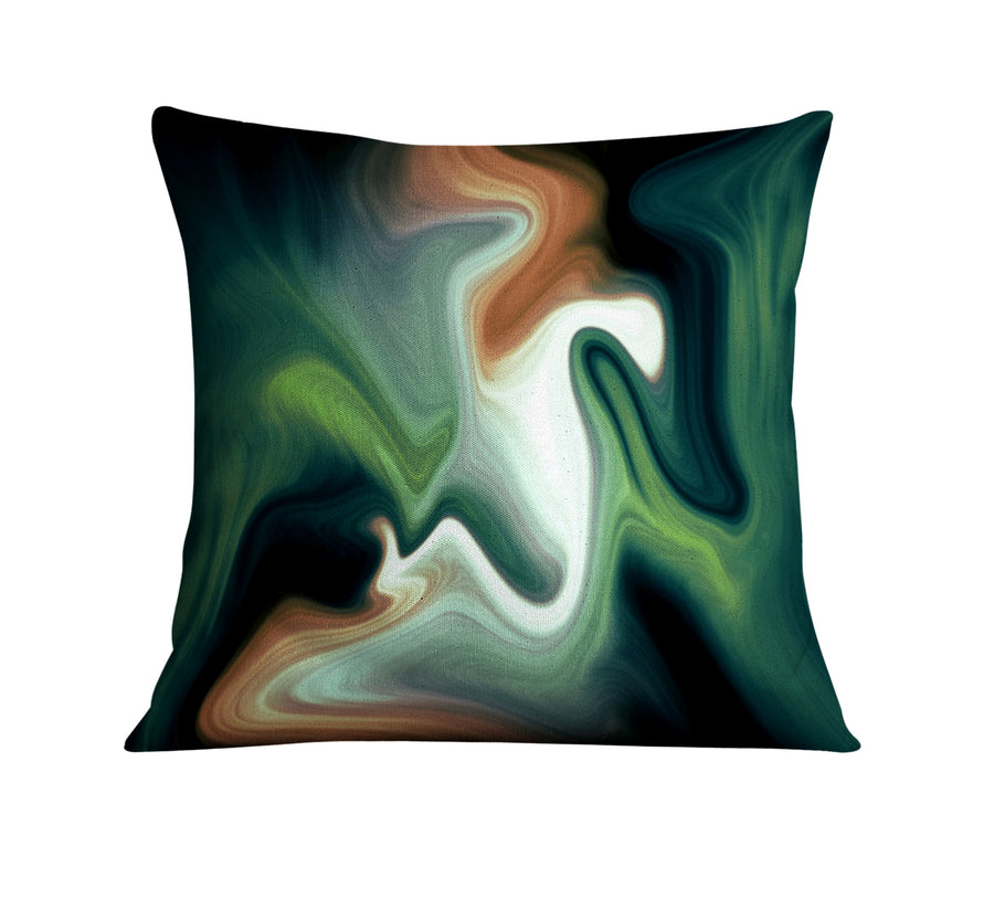 Green and Beige Fluid Marble Abstract Pattern Throw Pillow Cover