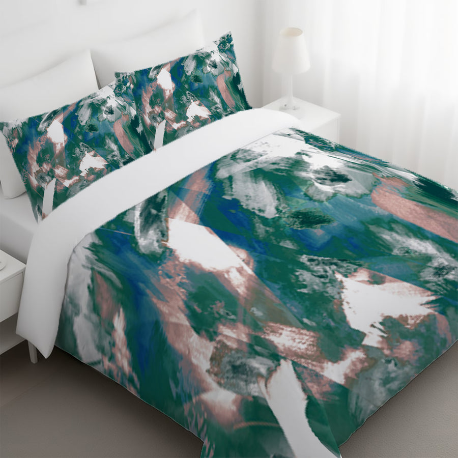 Teal and White Ocean Marble Texture Pattern Duvet Cover