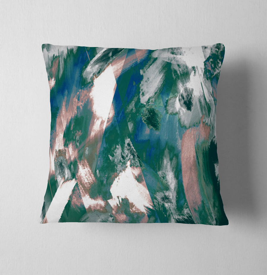 Teal and White Ocean Marble Texture Pattern Throw Pillow Cover