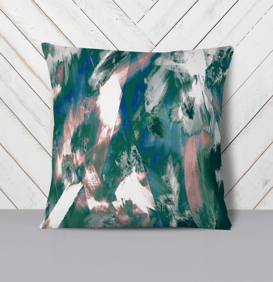 Teal and White Ocean Marble Texture Pattern Throw Pillow Cover