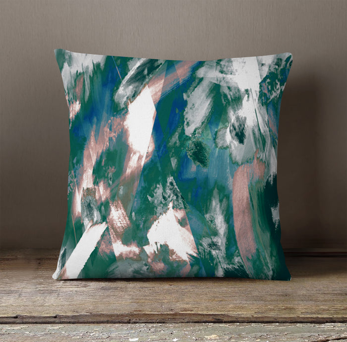 Teal and White Ocean Marble Texture Pattern Throw Pillow Cover