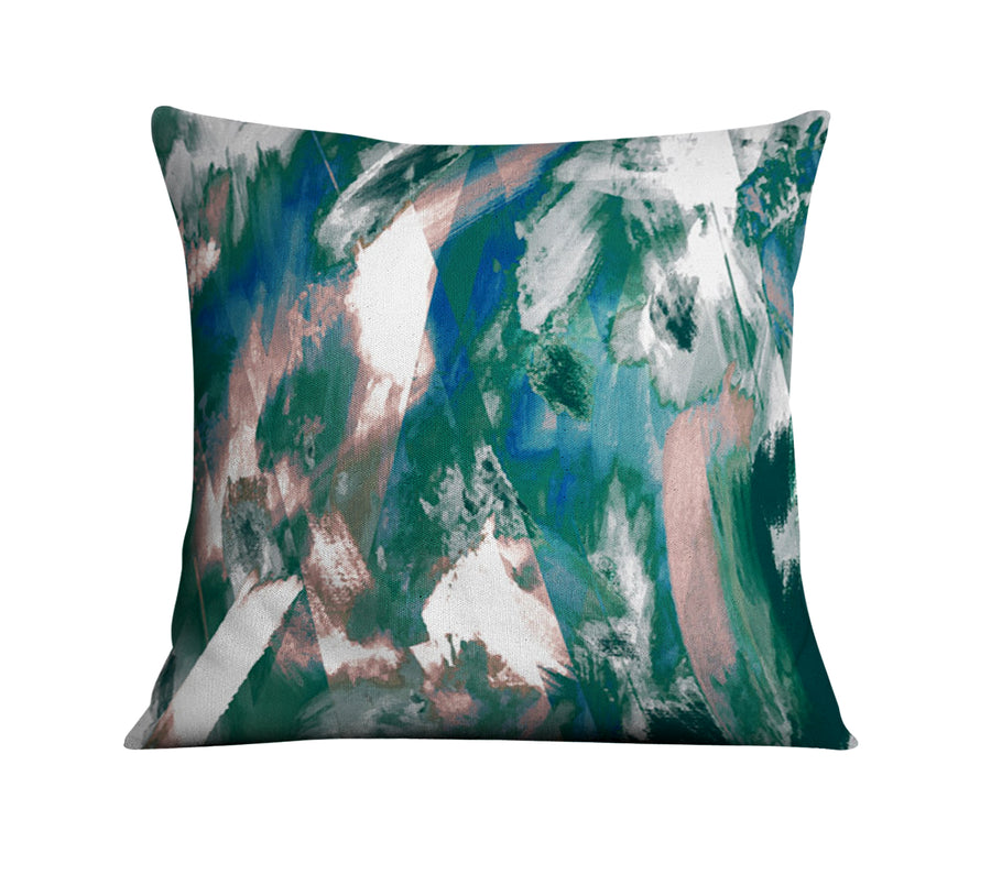 Teal and White Ocean Marble Texture Pattern Throw Pillow Cover
