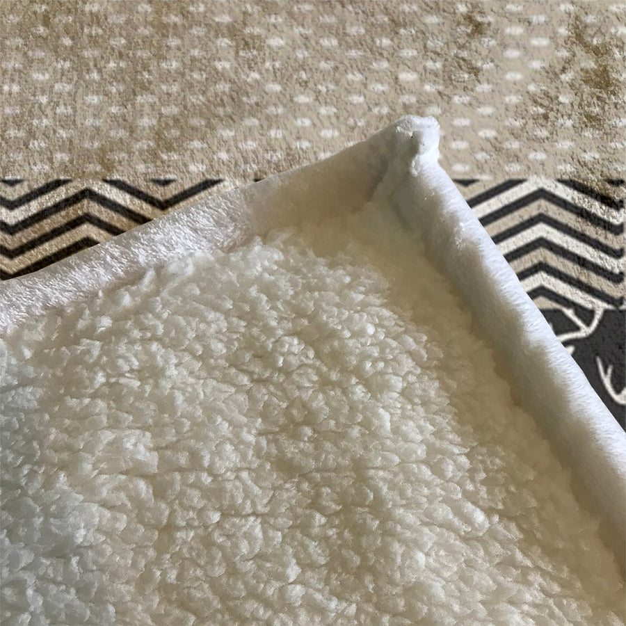 Gray Nordic Folk Stripe Pattern Fleece Sherpa Blanket