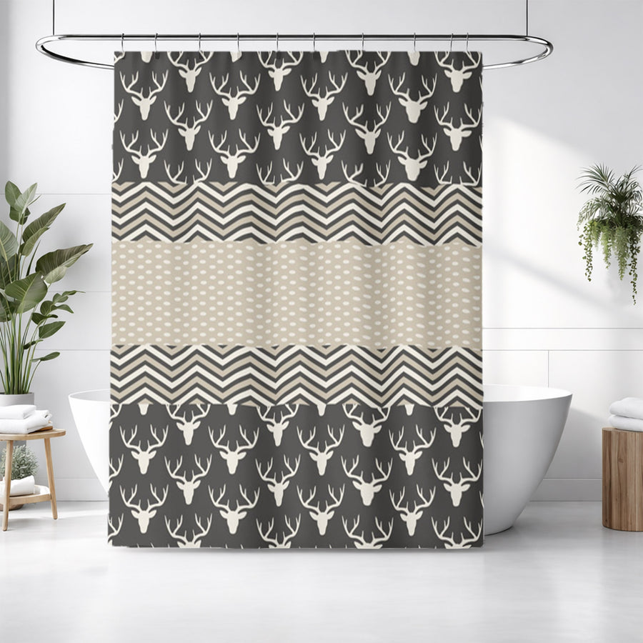 Gray Nordic Folk Stripe Pattern Shower Curtain
