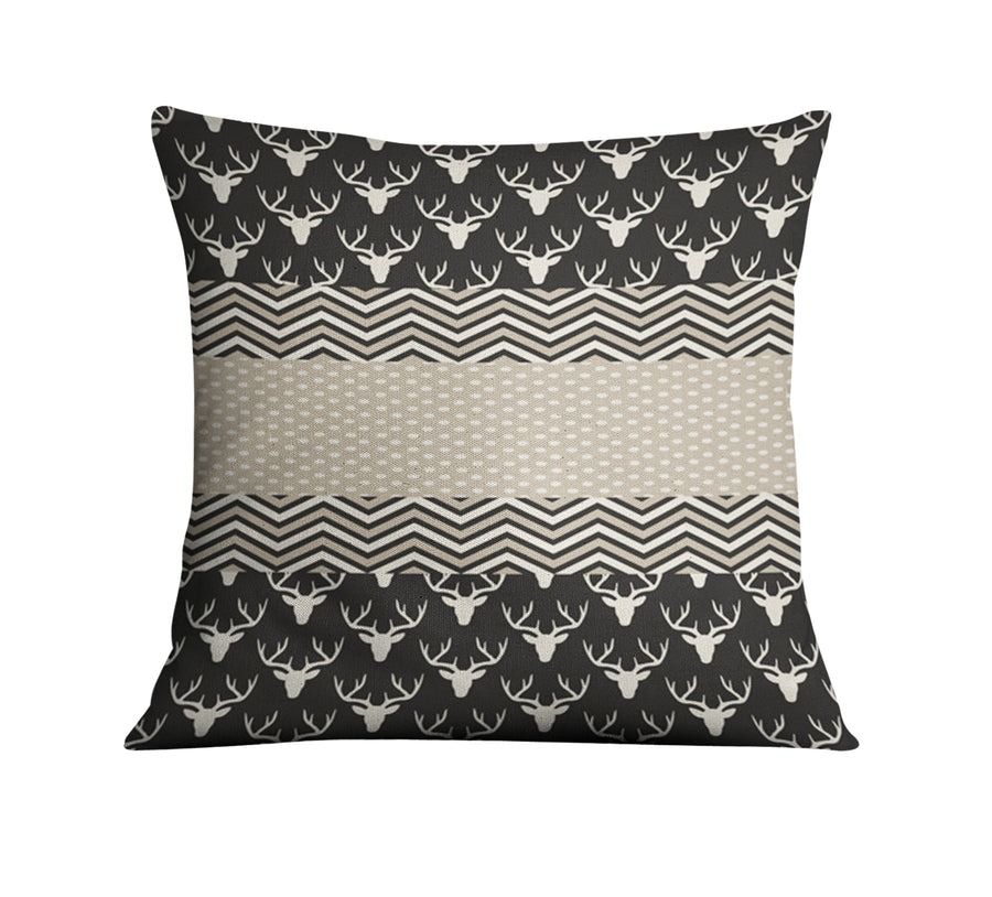 Gray Nordic Folk Stripe Pattern Throw Pillow Cover