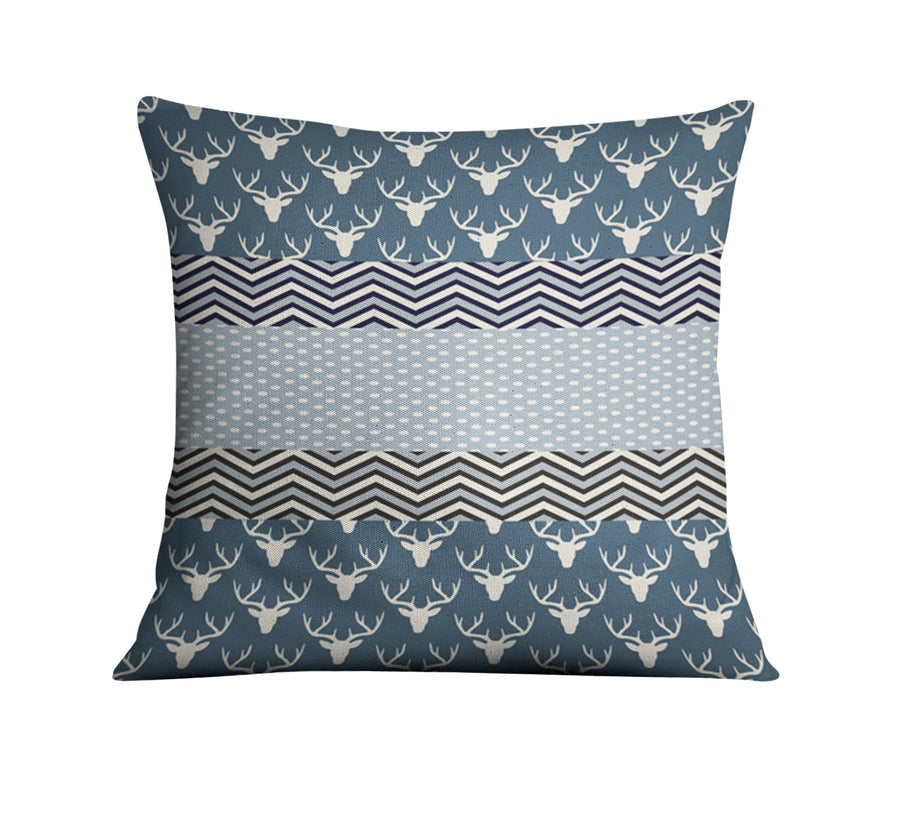 Blue Nordic Folk Stripe Pattern Throw Pillow Cover