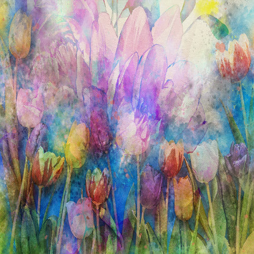 Multicolor Watercolor Garden Floral Pattern