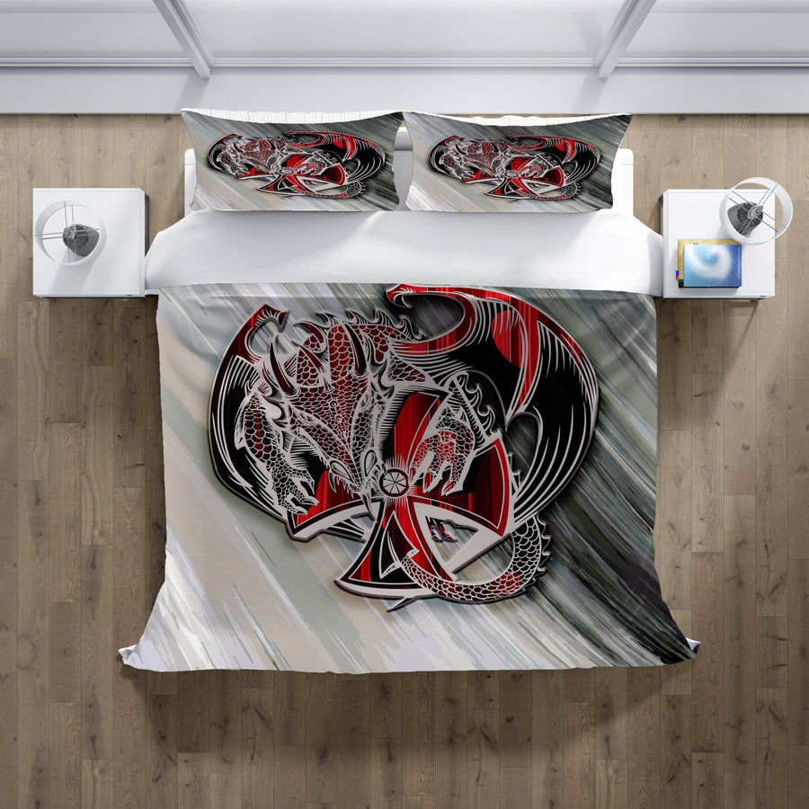 Red Dragon Emblem Fantasy Artwork Duvet Cover