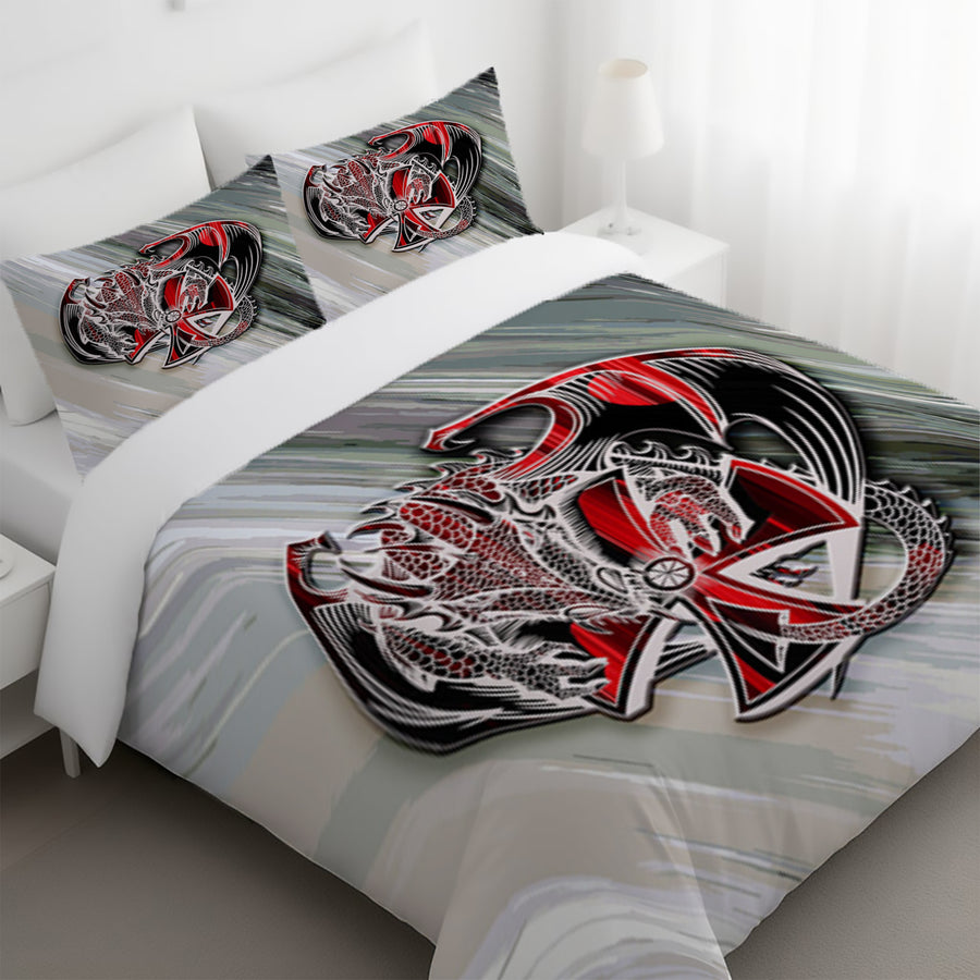 Red Dragon Emblem Fantasy Artwork Duvet Cover