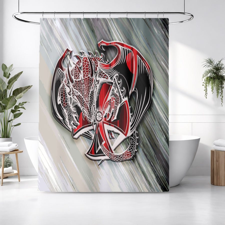 Red Dragon Emblem Fantasy Artwork Shower Curtain
