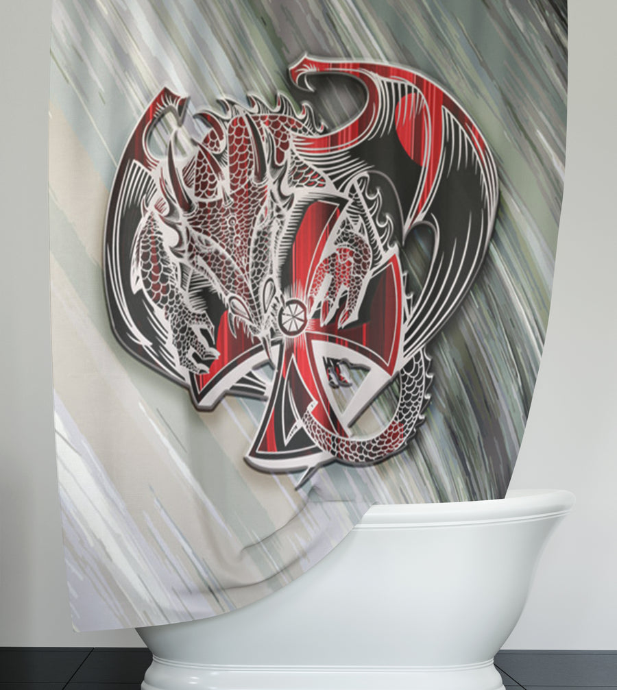 Red Dragon Emblem Fantasy Artwork Shower Curtain