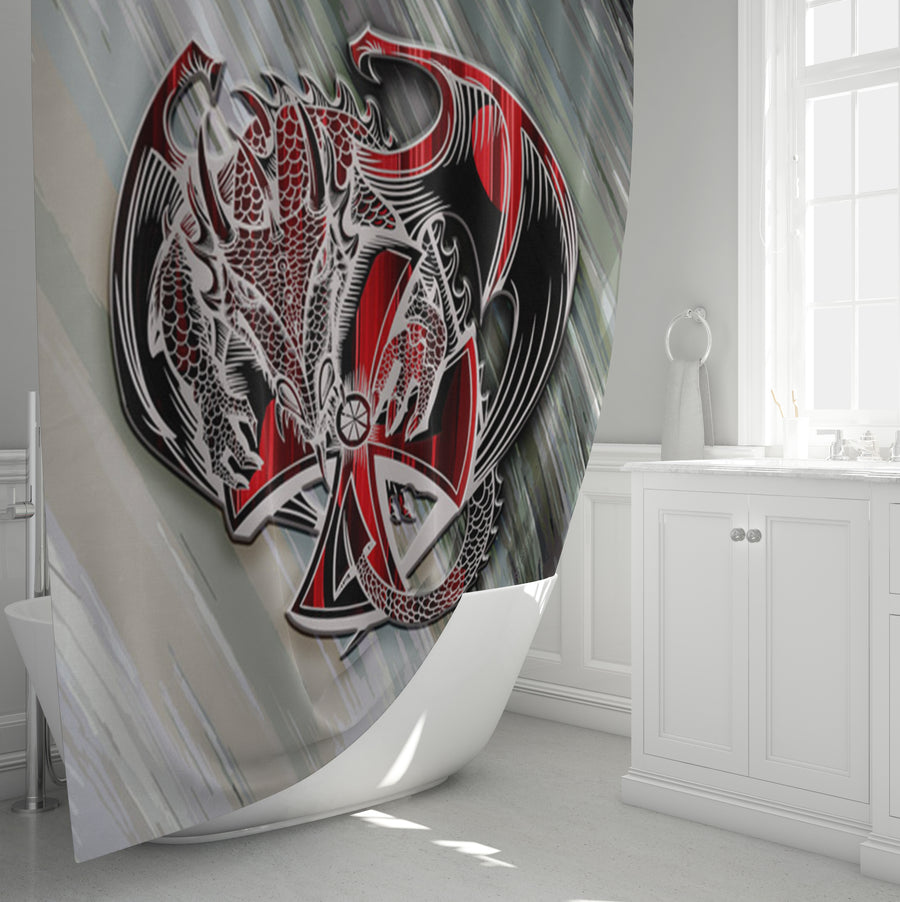 Red Dragon Emblem Fantasy Artwork Shower Curtain