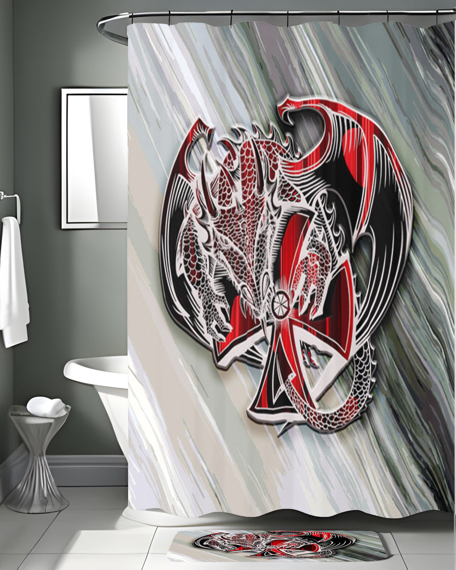 Red Dragon Emblem Fantasy Artwork Shower Curtain