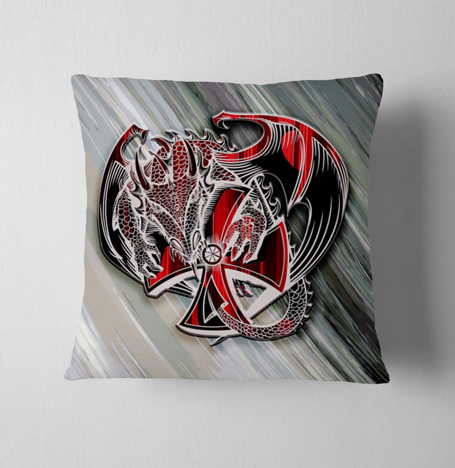 Red Dragon Emblem Fantasy Artwork Throw Pillow Cover