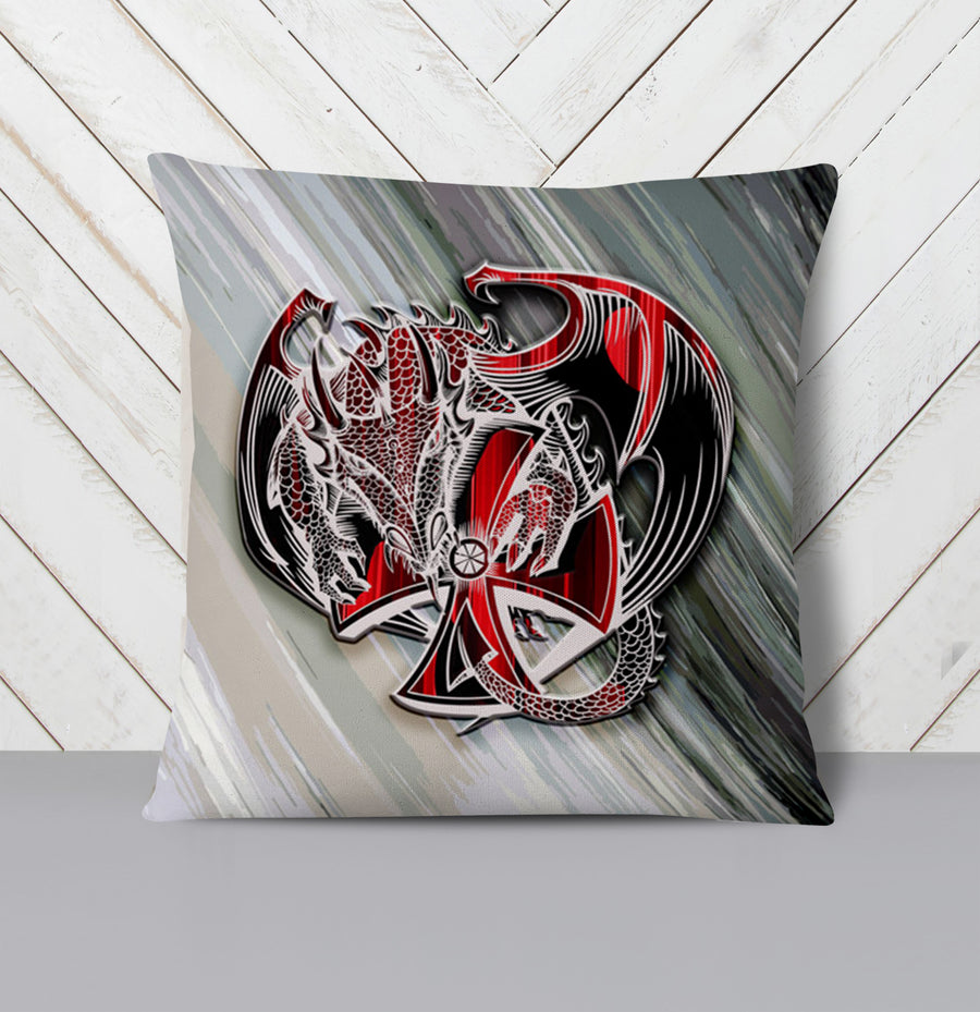 Red Dragon Emblem Fantasy Artwork Throw Pillow Cover
