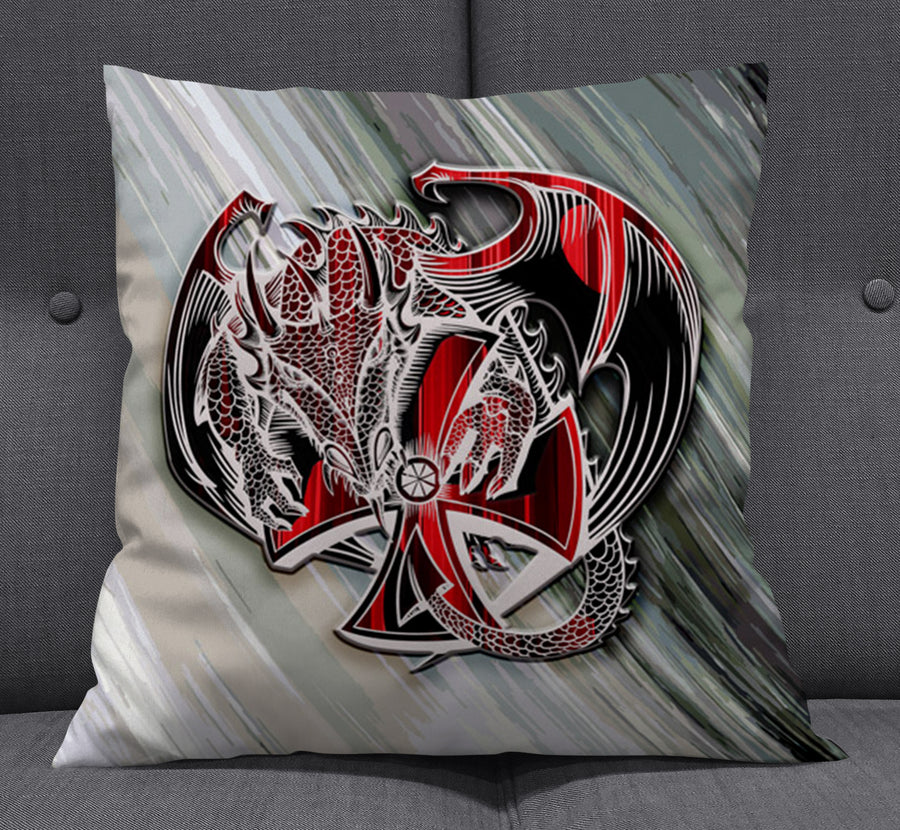 Red Dragon Emblem Fantasy Artwork Throw Pillow Cover