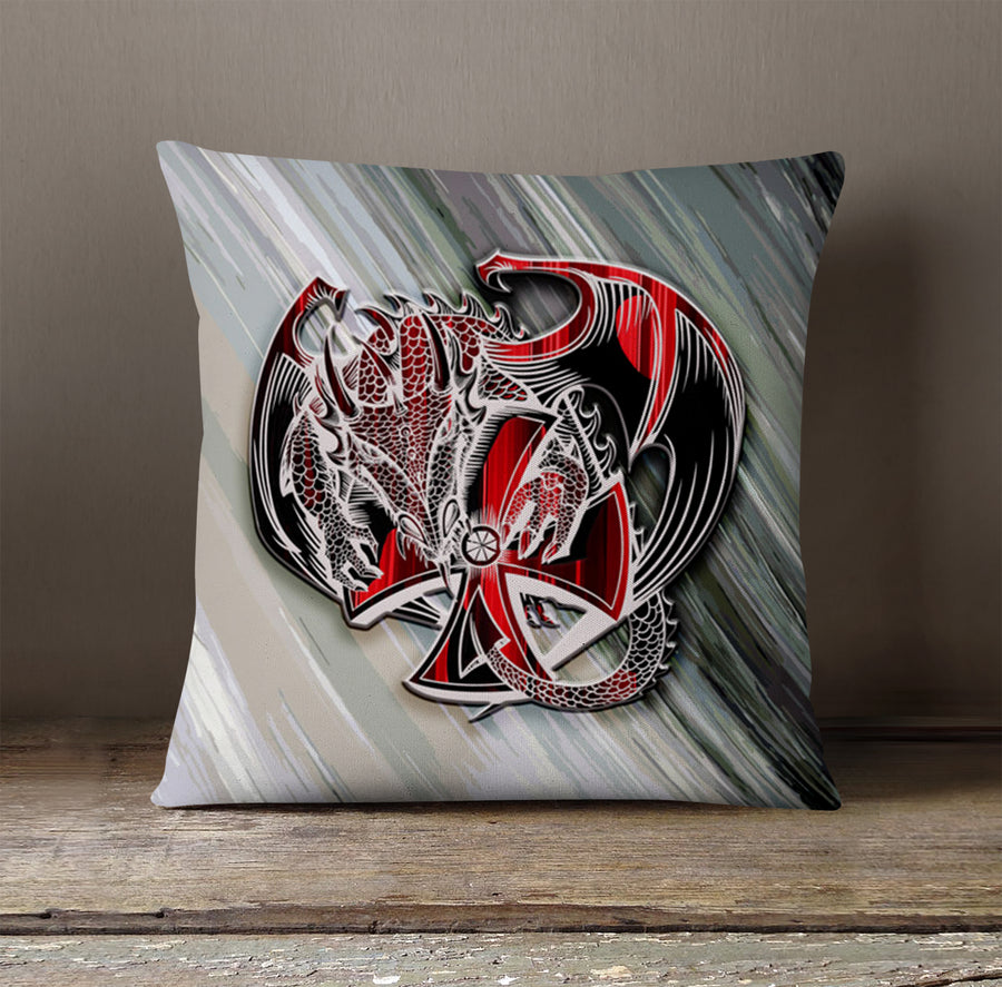 Red Dragon Emblem Fantasy Artwork Throw Pillow Cover