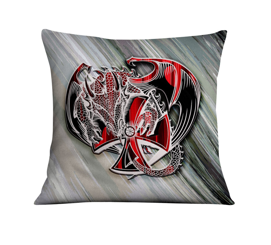 Red Dragon Emblem Fantasy Artwork Throw Pillow Cover